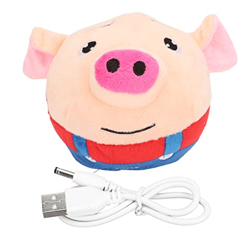 Segrehy Hüpfball für Haustiere, über USB wiederaufladbar, interaktiv, waschbar, Cartoon-Schwein, Plüschton, elektronisches Hundespielzeug für Welpen, weich und bequem, Musikfunktion, von Segrehy