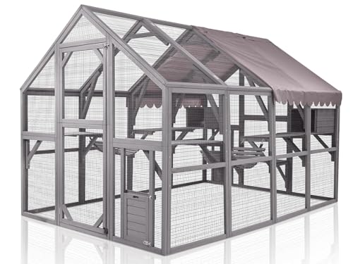 Seiyierr Outdoor Catio Katzenhaus 110" Super große Katzengehäuse Surper Large für 15-20 Katzen, wasserdichte Abdeckung von Seiyierr