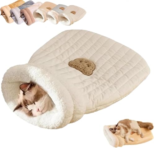 Cat Winter Sleeping Bag, Soft Plush Large Cat Sack Self Warm Cat Bed, 360° Warm Semienclosed Cat Sleeping Bag Bed with Cave, Cat Crinkle Sack Removable Cat Bag for Sleeping von Seksui