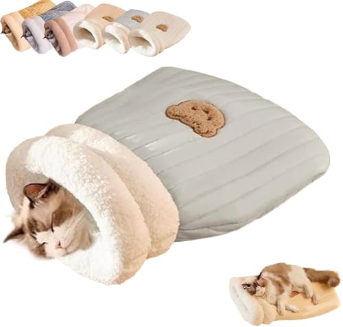 Cat Winter Sleeping Bag, Soft Plush Large Cat Sack Self Warm Cat Bed, 360° Warm Semienclosed Cat Sleeping Bag Bed with Cave, Cat Crinkle Sack Removable Cat Bag for Sleeping von Seksui