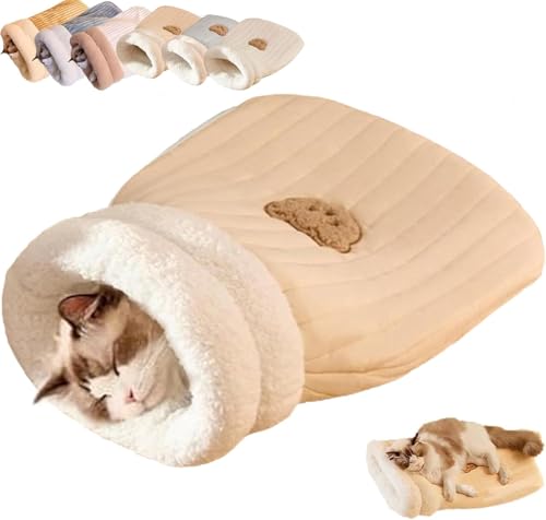 Cat Winter Sleeping Bag, Soft Plush Large Cat Sack Self Warm Cat Bed, 360° Warm Semienclosed Cat Sleeping Bag Bed with Cave, Cat Crinkle Sack Removable Cat Bag for Sleeping von Seksui