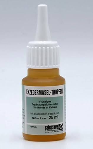 Selectavet Ekzedermasel Tropfen | 25 ml | Flüssiges Ergänzungsfuttermittel für Hunde und Katzen | Mit essentiellen Fettsäuren | Zur Unterstützung von Haut und Fell von Selectavet