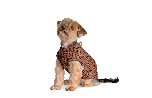 Selente Paw Parade wasserfester Hundemantel/Regenjacke/Wintermantel für kleine und mittlere Hunde mit Fleecefutter (Made in EU), Braun/Schwarz Hahnentritt, Gr. 0 von Selente