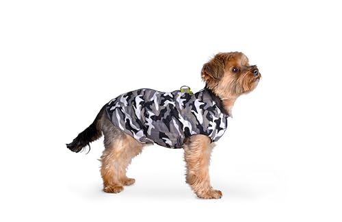 Selente Paw Parade wasserfester Hundemantel/Regenjacke/Wintermantel für kleine und mittlere Hunde mit Fleecefutter (Made in EU), Schwarz/Weiß Camouflage, Gr. 2 von Selente