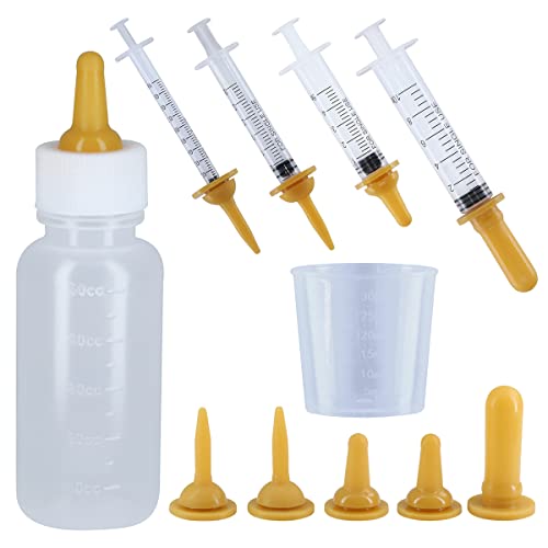 Selyse 10 Stück Haustier Babyflasche Kit Squeeze Flüssigkeit Katze Aufzuchtflasche Kit Nadelschlauch Kit Spritze Fütterung Kit und Ersatz Mini Nippel für Hunde Katzen von Selyse