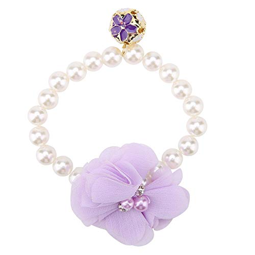 Haustier Hund Perle Halskette Kragen, Pet Perle Blume Kragen, modische Elegante Perle Spitze Blume Welpen Hund Katze Halskette Ornament(Lila) von Semme