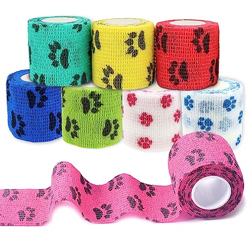 SenZee Selbsthaftende Bandage Hund 8 Rollen Elastische Selbstklebender Verband Hund Haftbandage Vet Wrap für Hunde Katze Haustiere 5cm x 4.5m von SenZee