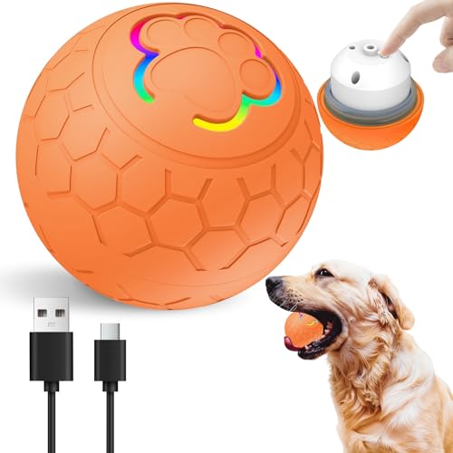 Senchinner Interaktiver Ball für Hunde – Intelligentes Hundespielzeug, Automatisch Rollender Ball für Welpen/Kleine/Mittlere Hunde – Strapazierfähig und USB Wiederaufladbar,Braun von Senchinner