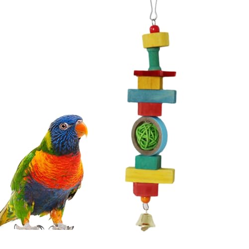 Senermter Papageienspielzeug,Vogelspielzeug für Papageien - Mehrfarbiges Papageienkäfigspielzeug - Buntes Vogel-Kauspielzeug mit Glocke, Sittich-Spielzeug, Papageien-Hängespielzeug, Vogelkäfig-Zubehör von Senermter