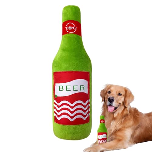 Senermter Plüsch Flasche Hundespielzeug, Hundemande -Spielzeugflasche,Bierflasche Squeak Spielzeug | Hundequietschers Welpe Zahnen, interaktive Spiele Haustiervorräte für kleine mittelgroßen großen von Senermter