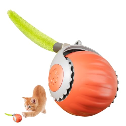 Senermter Rollendes Katzenspielzeug, interaktiver Katzenball, Automatisches Touch-bewegliches Katzenballspielzeug, Interaktives Katzen- und Hundespielzeug, Ball mit Schwanz, intelligenter, automatisch von Senermter