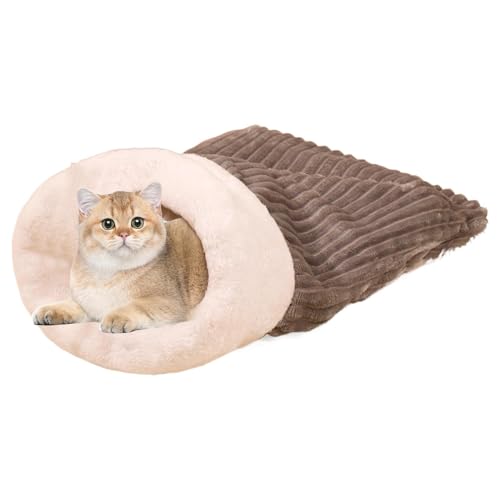 Senermter Winter-Katzenschlafsack,Katzenschlafsack für Hauskatzen,Warmes halbgeschlossenes Katzenschlafsackbett - Bequemer, weicher Plüsch-Kuschelsack für Haustiere, um 360 Grad gewickelt von Senermter