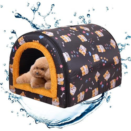 Warme Hundehütte für den Winter, wasserdichte Hundehütte, thermowaschbare Haustierhütte, Haustier-Schlafnest mit herausnehmbarer Matte für mittelgroße und kleine Hunde, Katzen von Senermter