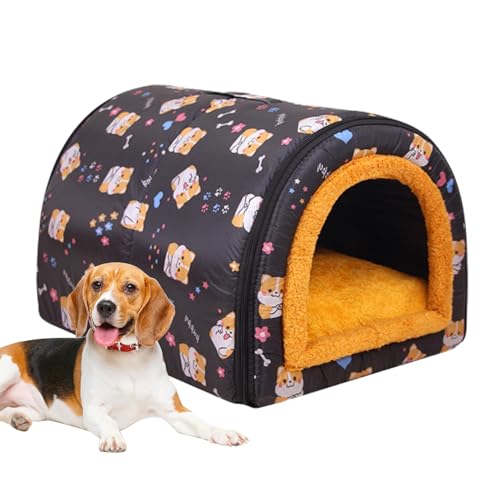 Warme Hundehütte für den Winter, wasserdichte Hundehütte, thermowaschbare Haustierhütte, Haustier-Schlafnest mit herausnehmbarer Matte für mittelgroße und kleine Hunde, Katzen von Senermter