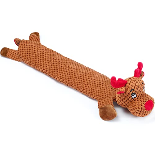 Senneny No Stuffing Dog Christmas Toys with Squeakers, Crinkle Xmas Plüsch Hundespielzeug für Große, Mittlere Kleine Hunde, Langlebiges Interaktives Hundespielzeug für Welpen, Rentier von Senneny