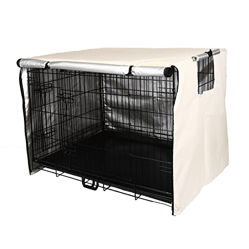 Sensong Hundekäfig Abdeckung für Drahtkäfige 109x74x76cm Abdeckungen Hundekäfige Hundebox Abdeckung Winddicht Langlebig Beige für Hundehütten Hundekäfig Zubehör Innen Draussen Zuhause von Sensong