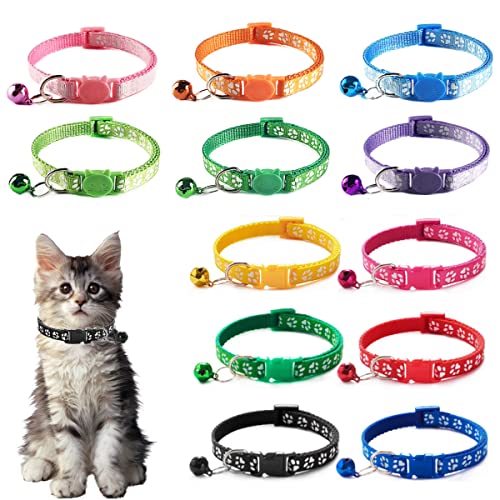 Senteen Halsband Katze Verstellbar, 24pcs Katzenhalsband Schnellverschluss Cat Collar Safety Katzenhalsband Reflektierend Haustierzubehör Halsband Katze Nylon Mit Glocke Und Sicherheitsverschluss von Senteen