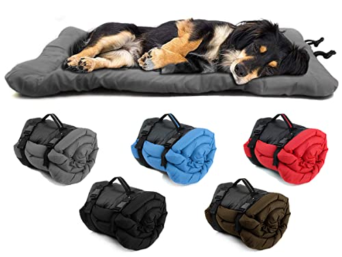 Senzkon Faltbare Wasserabweisende Hundebettmatratze, waschbare strapazierfähige Oxford Hundekissen für Auto Kiste Sofa auch für draußen verwenden 120cm X 80cm X 4cm (Grau-XL) von Senzkon