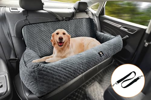 Sephyroth Hunde-Autositz für große Hunde unter 45,4 kg, Hunde-Autobett, waschbar, Haustier-Reise-Sicherheits-Autositz, super weich, sicher, abnehmbar, passend für alle Autos, Rücksitz, Grau von Sephyroth