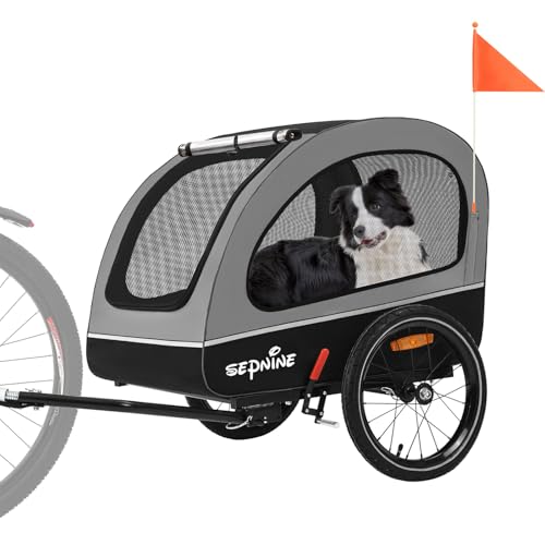 Sepnine Hundeanhänger für Fahrrad,Fahrradanhänger Hunde,Mit Reflektor und Bremse,600D Oxford Canvas Geschützt vor Regen,Maximale Belastung 40kg von Sepnine