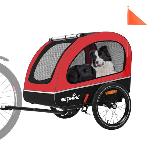 Sepnine Hundeanhänger für Fahrrad,Fahrradanhänger Hunde,Mit Reflektor und Bremse,600D Oxford Canvas Geschützt vor Regen,Maximale Belastung 40kg von Sepnine