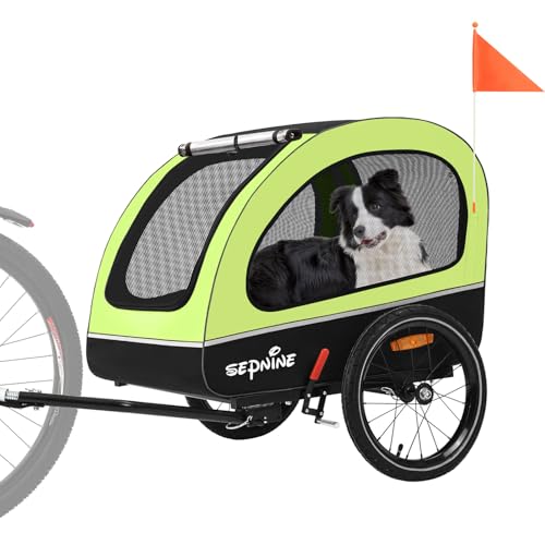 Sepnine Hundeanhänger für Fahrrad,Fahrradanhänger Hunde,Mit Reflektor und Bremse,600D Oxford Canvas Geschützt vor Regen,Maximale Belastung 40kg von Sepnine