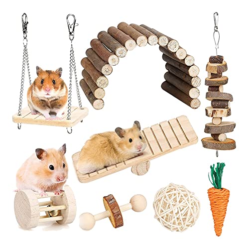 Seprendi Kauspielzeug-Set für kleine Tiere, Zahnpflege, Holzzubehör für Meerschweinchen, Chinchillas, Rennmäuse, Mäuse von Seprendi