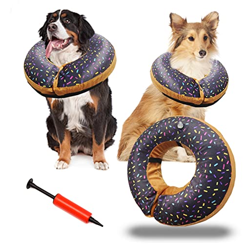 Aufblasbares Hundehalsband, Hunde-Donut-Halsband für große, mittelgroße und kleine Hunde, verstellbarer Schutzhals-Donut für Hunde und Katzen, Hundekegel, Alternative nach Operationen von Septo