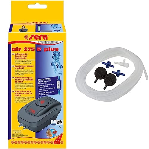 sera Bundle Luftpumpe bestehend aus Air 275R Plus elektronisch regelbar mit Air Set M fürs Aquarium von sera