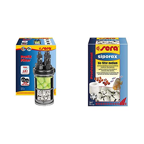 sera Prefix Filter EIN Vorfilter, Biofilter und Schnellfilter zum Anschluss an eine Pumpe BZW. Außenfilter am Aquarium & siporax Professional 15 mm 1.000 ml von sera