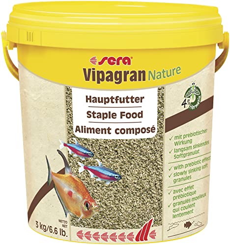 sera Vipagran Nature 3 kg | Hauptfutter aus Softgranulat mit 4% Insektenmehl | Gesundes Wachstum & kräftige Entwicklung | Auch für Fische mit kleinem Maul | Ohne Farb- & Konservierungsstoffe von sera