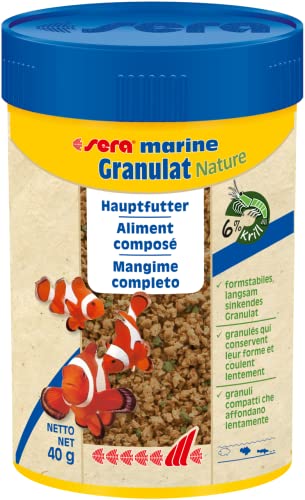 sera marine Granulat Nature 100 ml - Hauptfutter aus Granulat für Meerwasserfische, Meerwasser Futter mit sehr hoher Verwertbarkeit und somit weniger Algen von sera