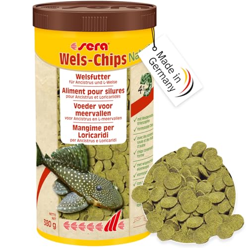 sera Pleco Chips 1.000 ml (380 g) | Formstabile Chips für den gesunden Wels | Hohe Futterverwertbarkeit | Futter für Zierfische | Fischfutter Made in Germany von sera