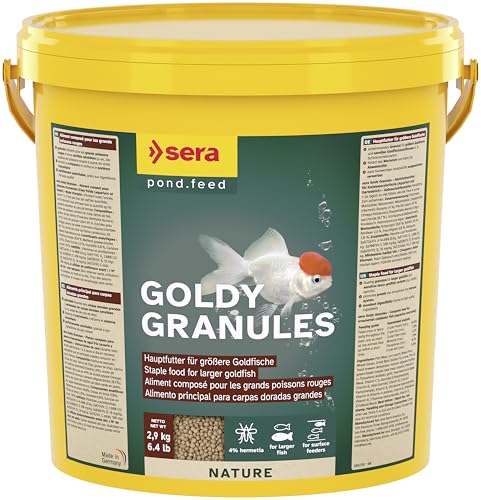 sera Goldy Granules 10 l | Hauptfutter für größere Goldfische | Hochwertiges Granulatfutter für Goldfische mit 4% Insektenmehl | Stärkt Abwehrkräfte & fördert Wachstum | Formstabiles Granulat von sera