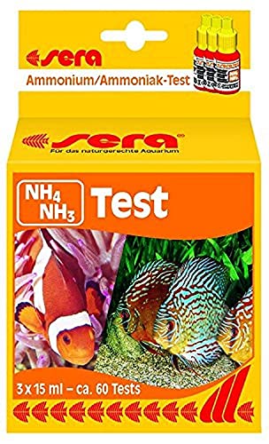 sera 04910 Ammonium/Ammoniak Test (NH4/NH3), Wassertest für ca. 60 Messungen, misst zuverlässig und genau Ammonium und Ammoniak, für Süß- & Meerwasser, im Aquarium oder Teich, 45 ml (1er Pack) von sera