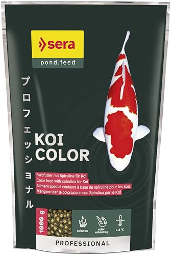 sera KOI Professional Spirulina Farbfutter 1000 g | Koi-Fischfutter für perfekte Farben | Für Temperaturen über 8°C | Unterstützt das Wachstum von Kois | Geringere Wasserbelastung | Weniger Algen von sera