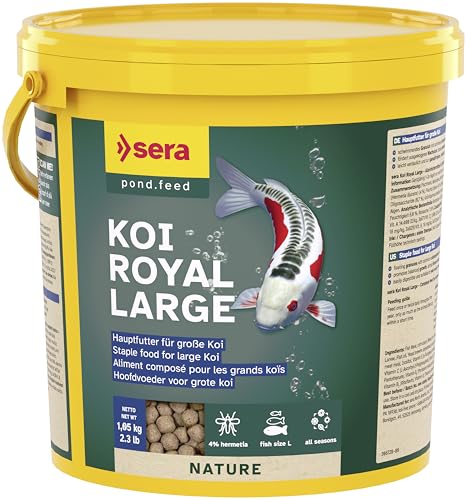 sera Koi Royal Nature Large 3,8 L (1,05kg) | Hauptfutter für Koi ab 25 cm | ohne Farb-& Konservierungsstoffe | mit Omega-Fettsäuren & Mannan-Oligosaccharide | optimale Verdauung & Teichwasser schonend von sera