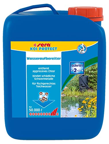 sera KOI PROTECT 2,5 Liter - Wasseraufbereiter für koigerechtes, mineralstoffreiches Teichwasser, entfernt sofort Chlor und Chloramine, bindet Schwermetalle, mit Mineralstoffen von sera