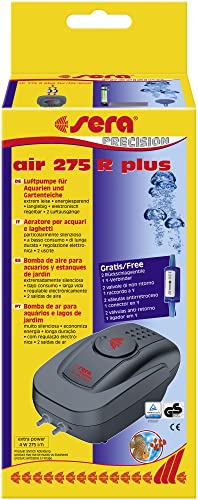 sera air 275 R Plus Luftpumpe | 275 Liter/Stunde mit 2 Anschlüssen | Leise & langlebig | Modulsystem mit Rückschlagventil | Ideal für Sauerstoffanreicherung & Dekorationselemente von sera