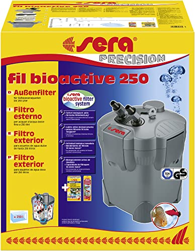 sera fil bioactive 250 | Außenfilter für Süßwasseraquarien | Biologisch aktiv & anschlussfertig | Optimale Filtermedien-Schichtung | Wasserdurchfluss 750 l/h | Ideal für Aquarien bis 250 Liter von sera