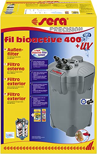 sera fil Bioactive 400 + UV | Außenfilter für Süßwasseraquarien bis 400l | 5W UV-C Lampe | Reduziert Krankheitserreger & Algen | Optimale Filtermedien | 34-fache Filterleistung | Langlebig & robust von sera