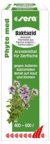 sera Phyto med Baktazid 30 ml - pflanzliches Arzneimittel gegen äußeren bakteriellen Befall auf Haut und Kiemen von sera