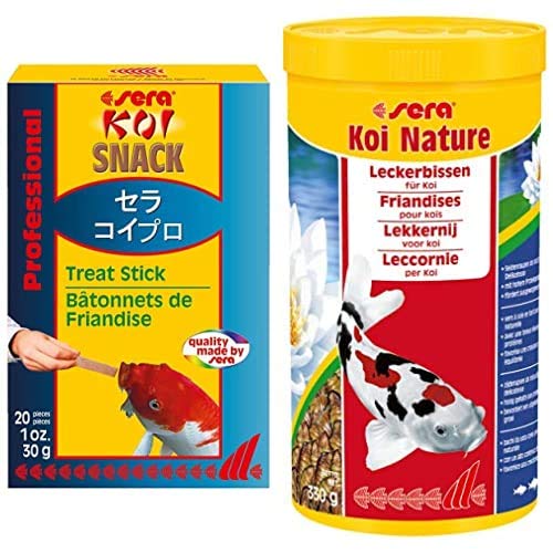 sera Bundle Koi Leckerbissen bestehend aus KOI Snack 20 Stangen und KOI Nature 1000 ml (Seidenraupen) da frisst Ihr Koi Ihnen aus der Hand von sera