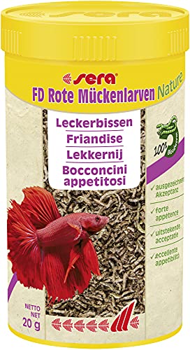 sera FD Rote Mückenlarven Nature 250 ml - Der Leckerbissen für Jungfische und Feinschmecker - Fischfutter fürs Aquarium mit sehr hoher Verwertbarkeit, somit weniger Algen von sera