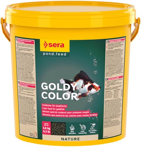 sera Goldy Color 10 l | Farbfutter für Goldfische | Natürliche Farbausprägung für Goldfische & andere wählerische Kaltwasserfische | Hoher Spirulinaanteil (10%) | Ohne Farb- & Konservierungsstoffe von sera