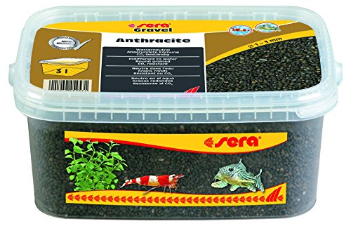 sera Gravel Anthracite 1-3 mm 3.000 ml - Anthrazitfarbener Naturkies (Ø 1 - 3 mm) für alle Süß- und Meerwasseraquarien von sera