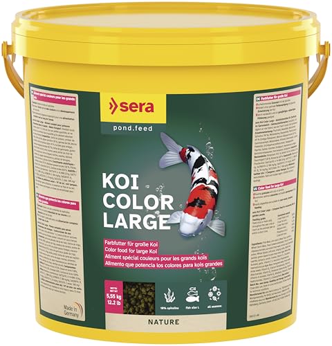 sera Koi Color Large 21 L (5,55kg) | natürliches Farbfutter ohne Zusatzstoffe | 10% Spirulina & reich an Omega-Fettsäuren | optimal für farbenprächtige Koi ab 25 cm | leicht verdauliches Granulat von sera