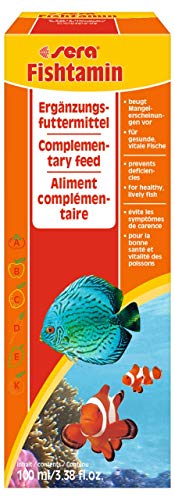 sera Fishtamin 100 ml | Ergänzungsfuttermittel aus emulgierten Multivitaminkonzentrat für mehr Vitalität | Für Süß- & Meerwasserfische | Beugt Mangelerscheinungen vor | Stärkt Abwehr & Gesundheit von sera