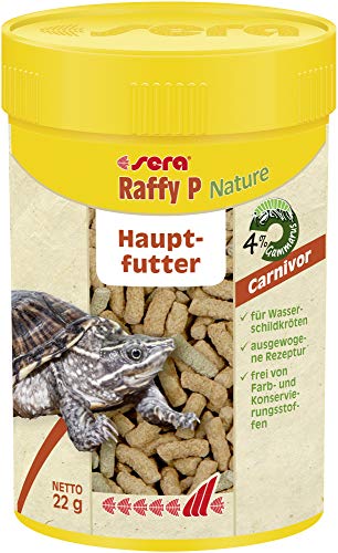 sera Raffy P Nature 100 ml | Wasserschildkröten Futter | Ausgewogene Nahrung für Schildkröten | Enthält tierische und pflanzliche Inhaltsstoffe | Fischfutter Made in Germany von sera