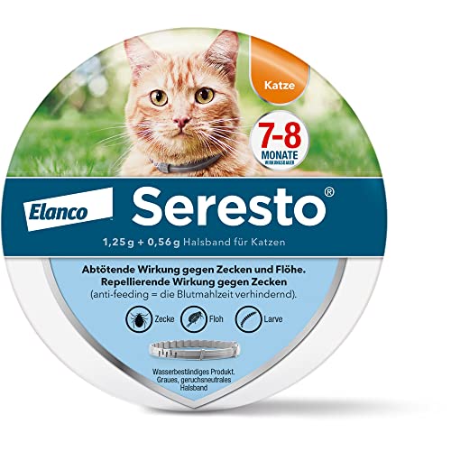 Elanco Seresto® Zeckenhalsband für Katzen: 7 bis 8 Monate wirksamer Schutz gegen Zecken und Flöhe, Länge 36 cm, 1,25 g + 0,56 g von Seresto